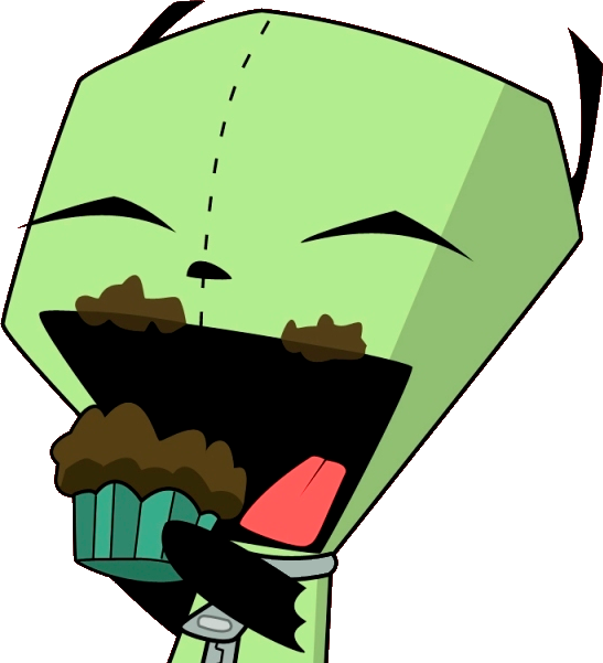 Gir Holding Cupcake Cartoon PNG Image