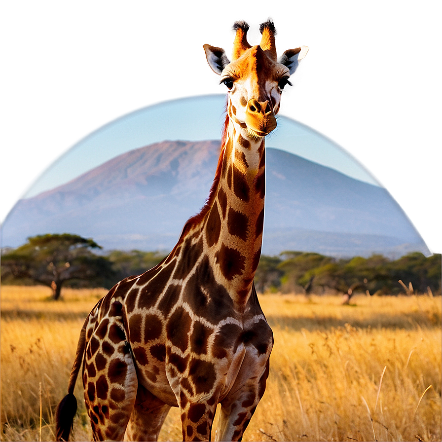 Giraffe At Golden Hour Png Pie PNG Image