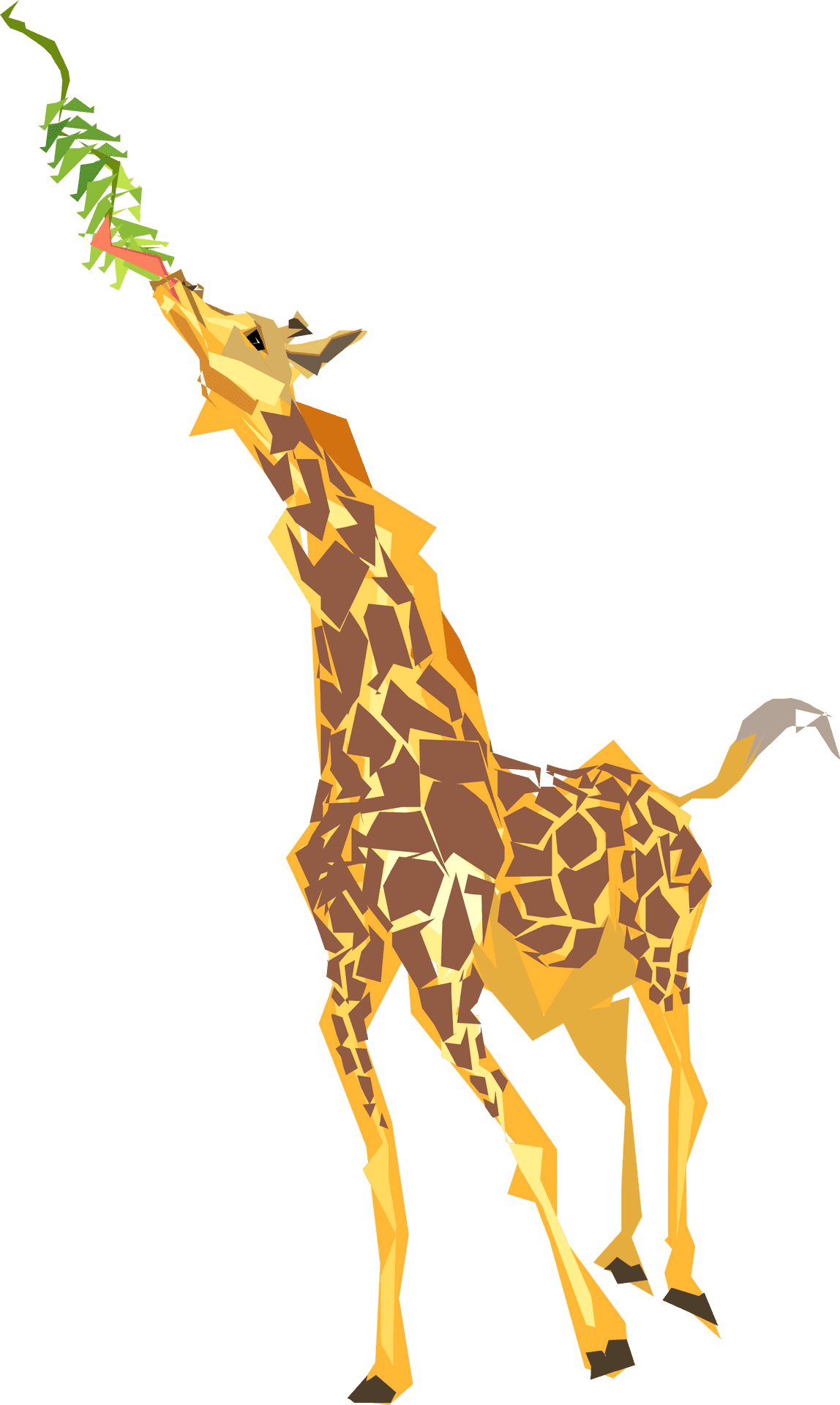 Giraffe Eating Leaves Geometric Art PNG Image