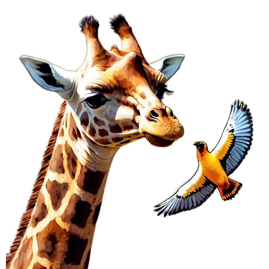 Giraffe With Birds Png Ers66 PNG Image