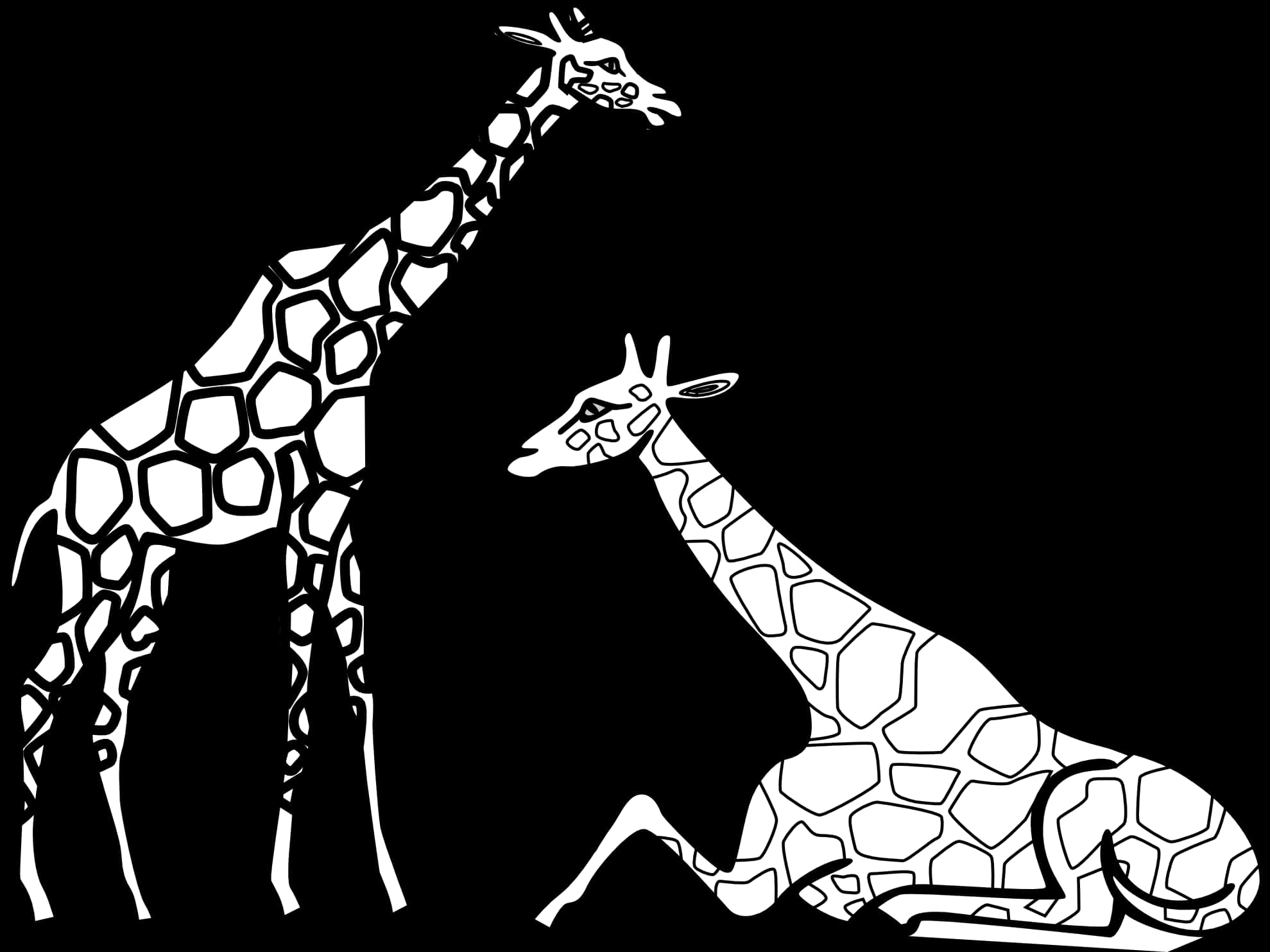 Giraffesin Contrast Art PNG Image