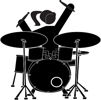 Girl Drummer Silhouette PNG Image