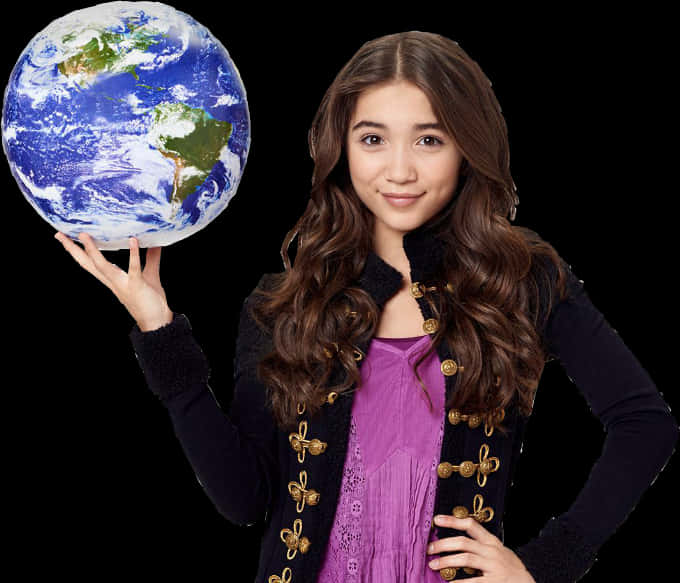 Girl Holding Globe PNG Image