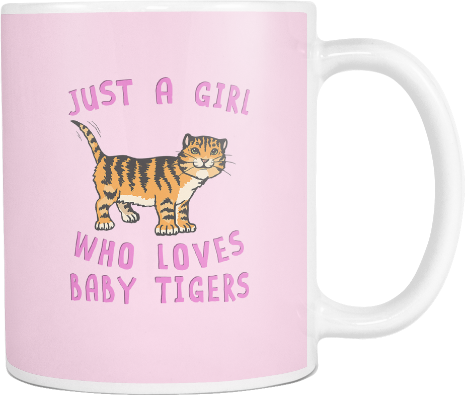 Girl Loves Baby Tigers Mug PNG Image