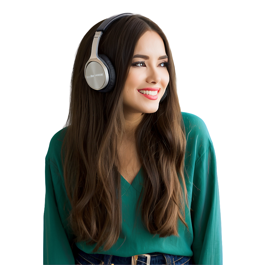 Girl With Headphones Png 06242024 PNG Image