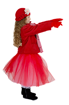 Girlin Red Christmas Outfit PNG Image