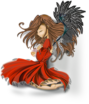 Girlin Redwith Phoenix PNG Image