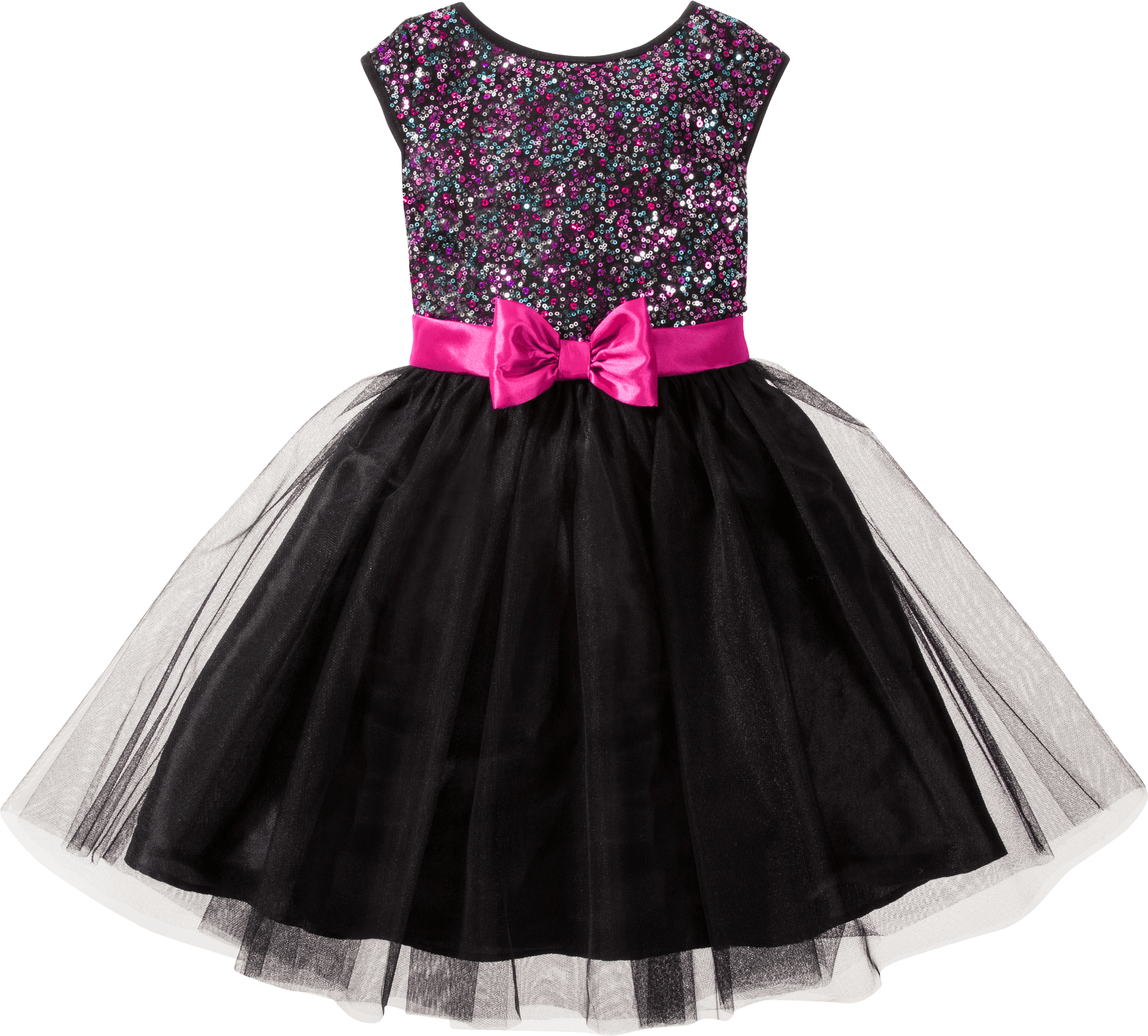 Girls Party Dresswith Sequinsand Bow PNG Image