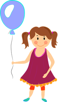 Girlwith Balloon Cartoon PNG Image