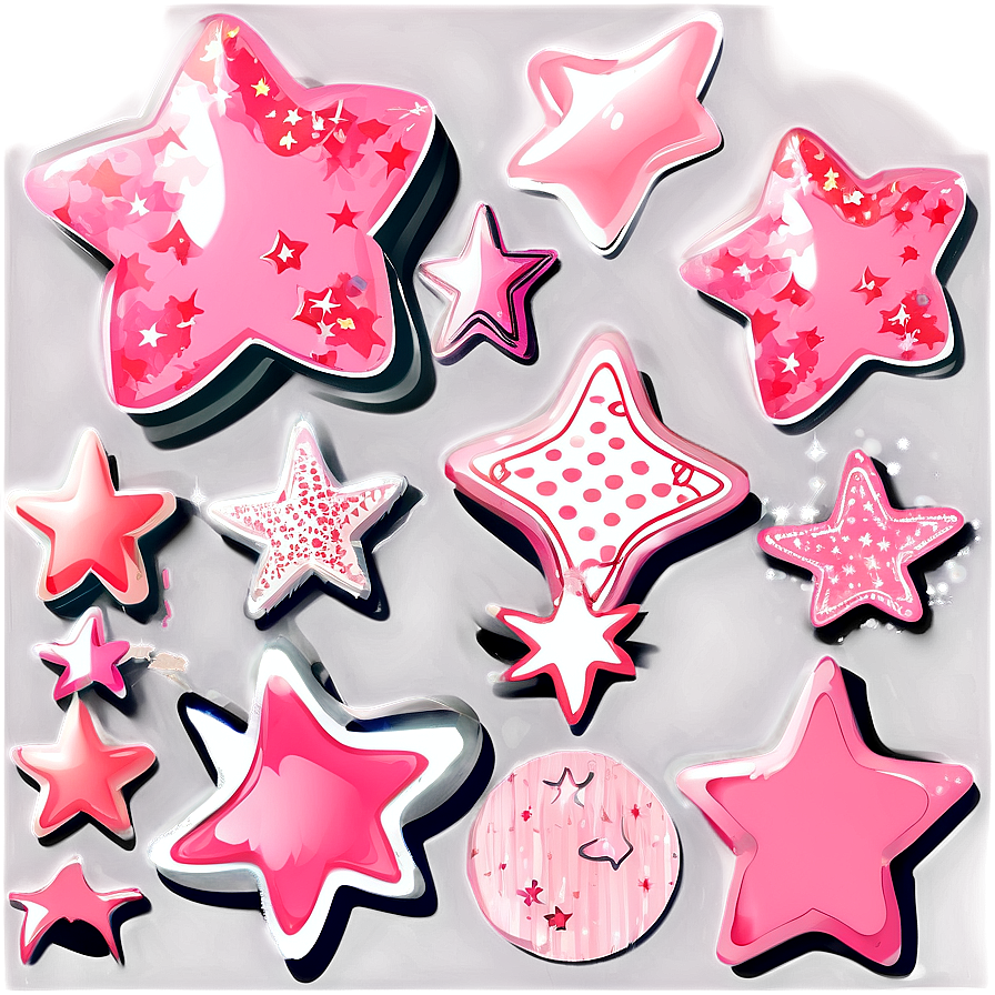 Girly Pink Stars Png 06122024 PNG Image