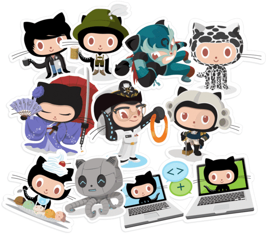 Git Hub Octocats Stickers Collection PNG Image