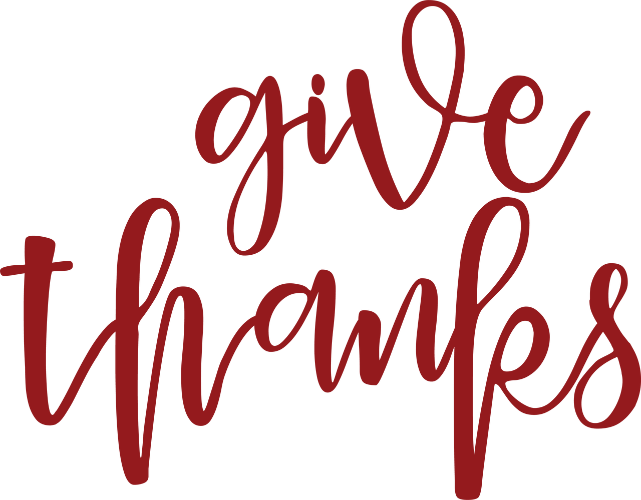 Give Thanks Calligraphy PNG Image