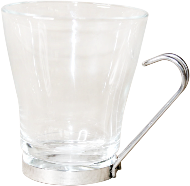 Glass Cupwith Metal Handle PNG Image