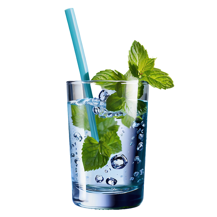 Glass Of Water With Mint Png Biu PNG Image