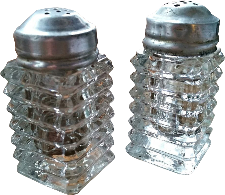 Glass Salt Shakers Vintage Design PNG Image