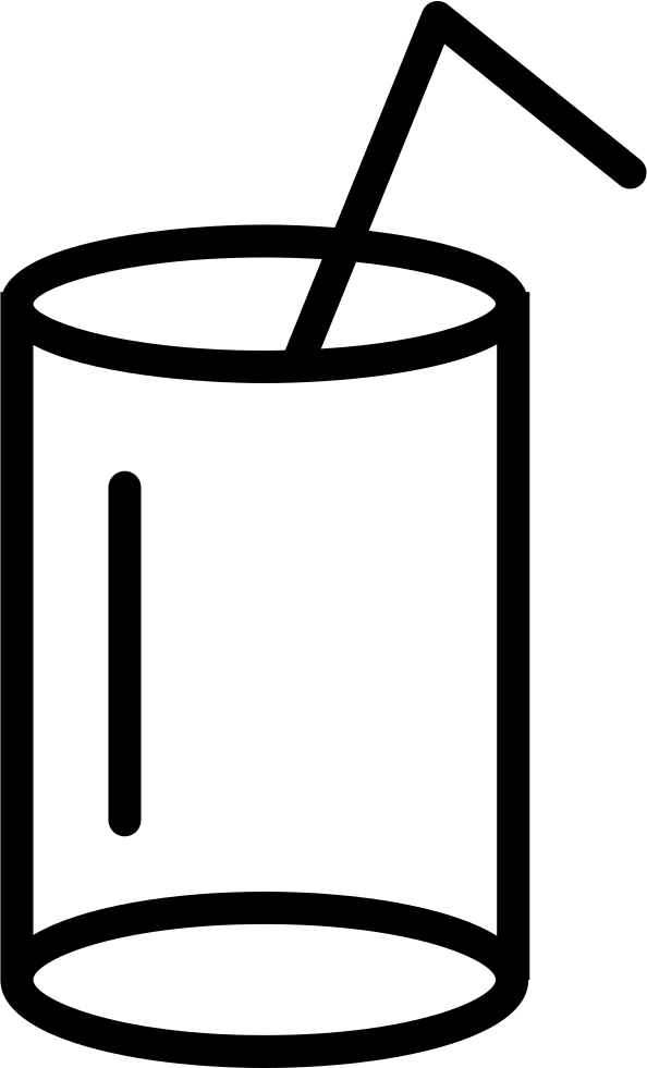 Glass With Straw Outline PNG Image