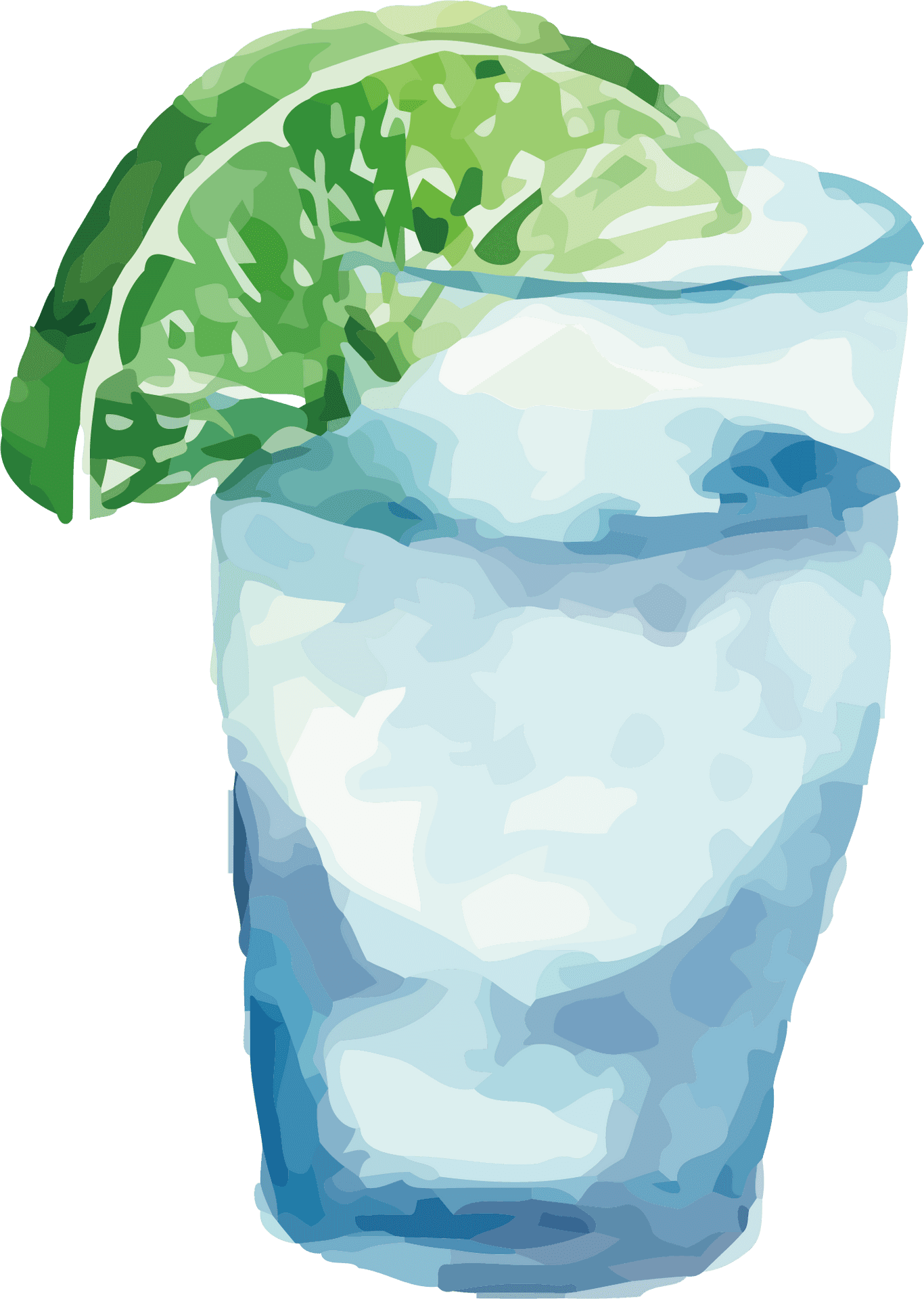 Glassof Waterwith Lime Vector Illustration PNG Image