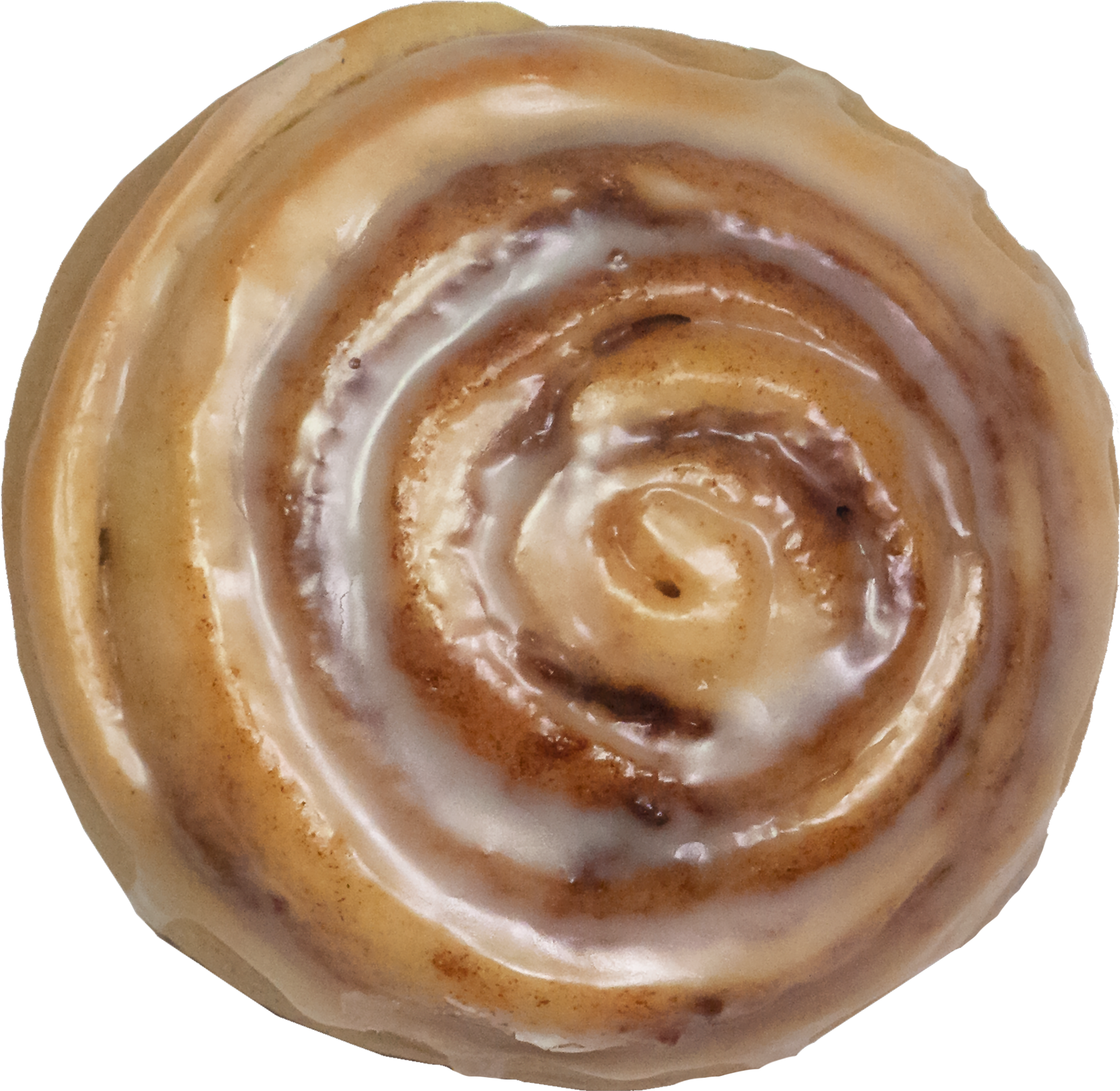 Glazed Cinnamon Roll Top View PNG Image