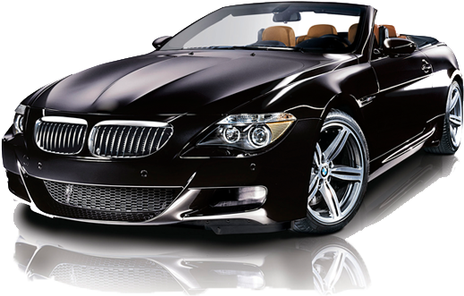 Gleaming Black Convertible Car PNG Image