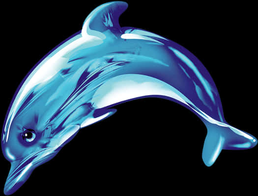 Gleaming Blue Dolphin Artwork PNG Image