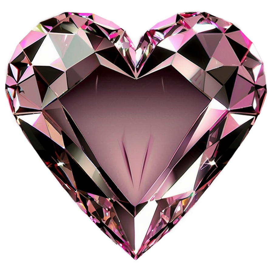 Glistening Pink Heart Diamond Design Png Xju PNG Image