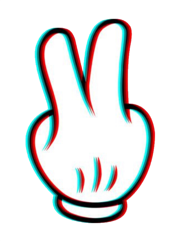 Glitch Effect Peace Hand Sign PNG Image