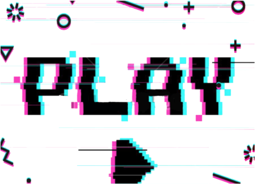 Glitched Play Graphic PNG Image