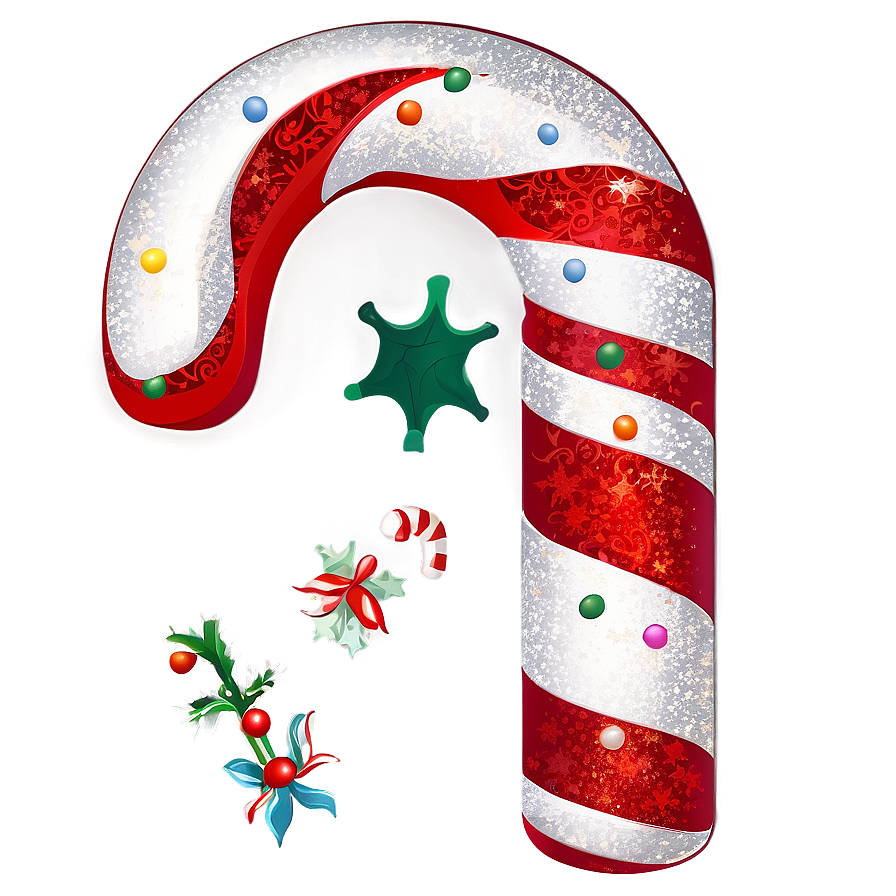 Glitter Candy Cane Christmas Png Xmg PNG Image