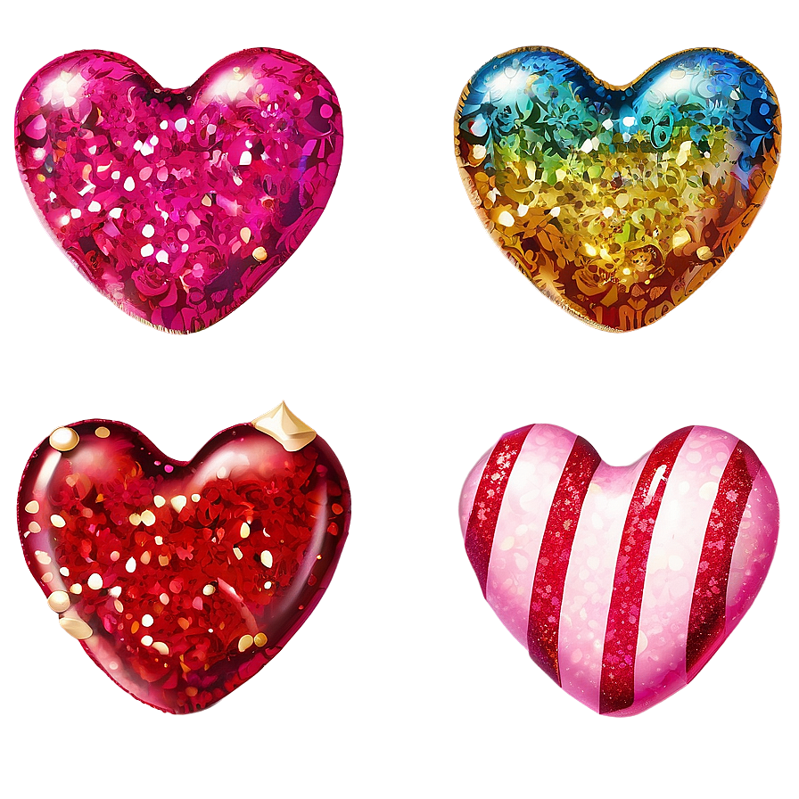 Glitter Candy Hearts Png Vvq PNG Image