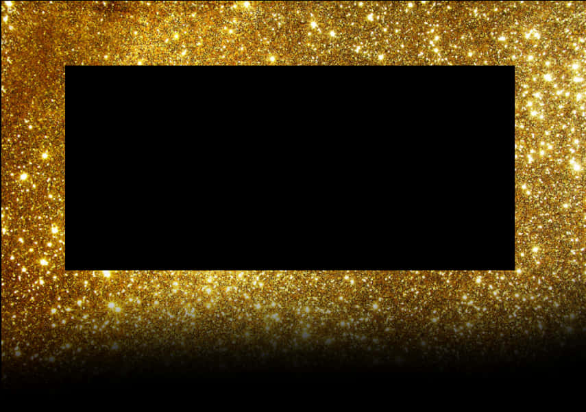 Glittering Gold Frameon Black Background PNG Image