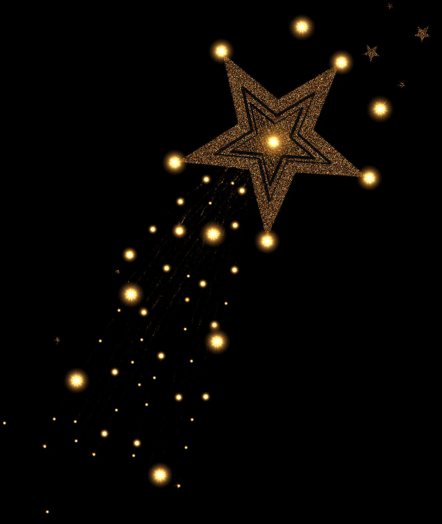 Glittering Golden Star Falling Sparkles PNG Image