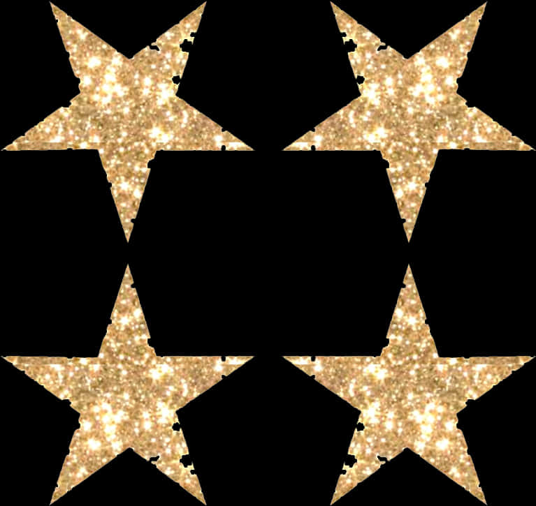 Glittering Golden Stars Pattern PNG Image