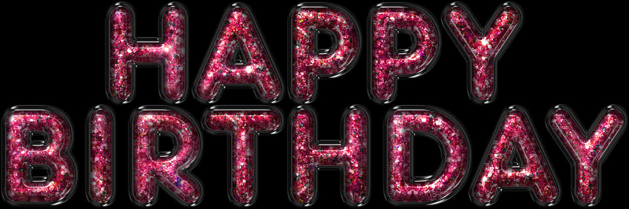 Glittering Happy Birthday Text PNG Image