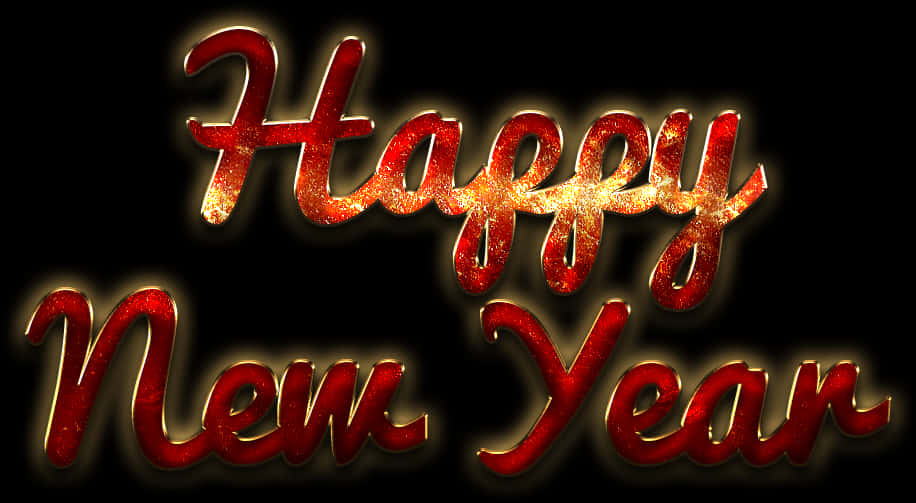 Glittering Happy New Year Text PNG Image