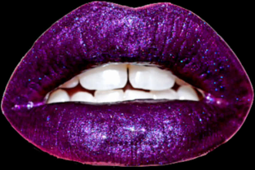 Glittery Purple Lips PNG Image