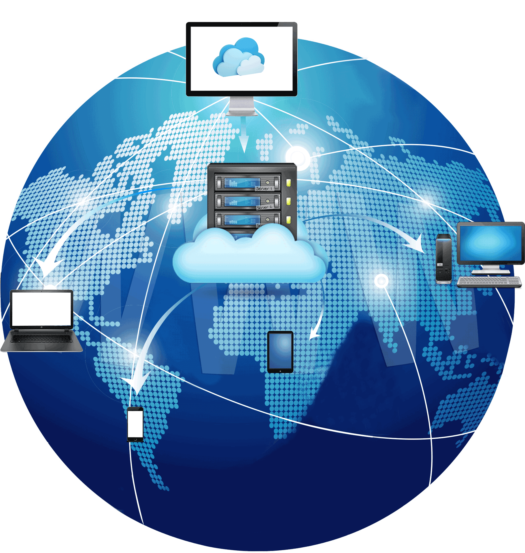 Global Cloud Network Connectivity PNG Image