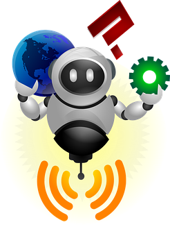 Global Connectivity Robot Illustration PNG Image