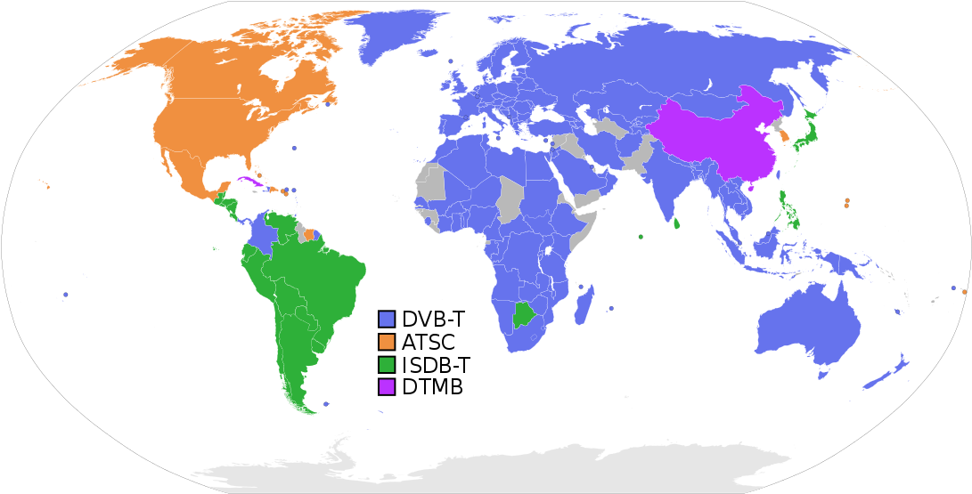 Global Digital T V Standards Map PNG Image