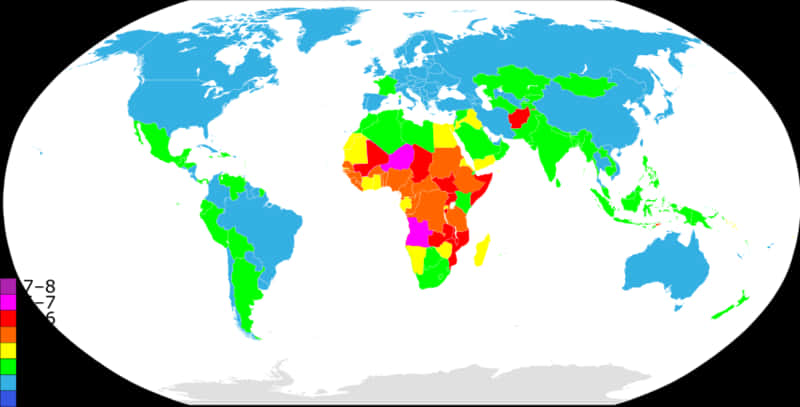 Global Population Density Map PNG Image