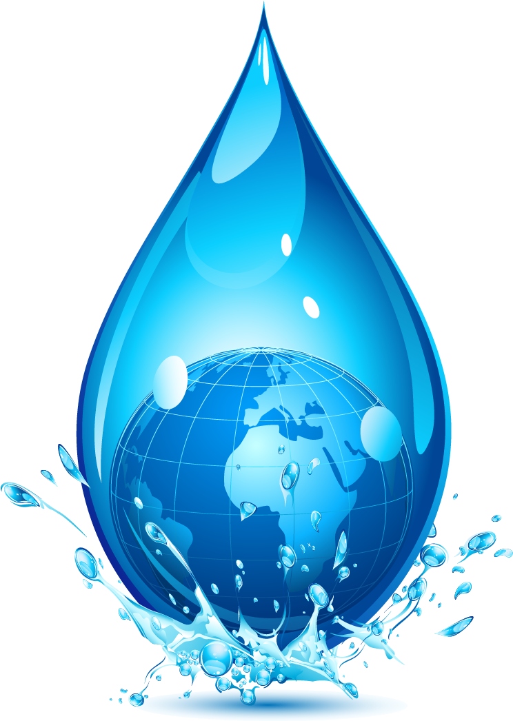 Global Water Drop Concept PNG Image