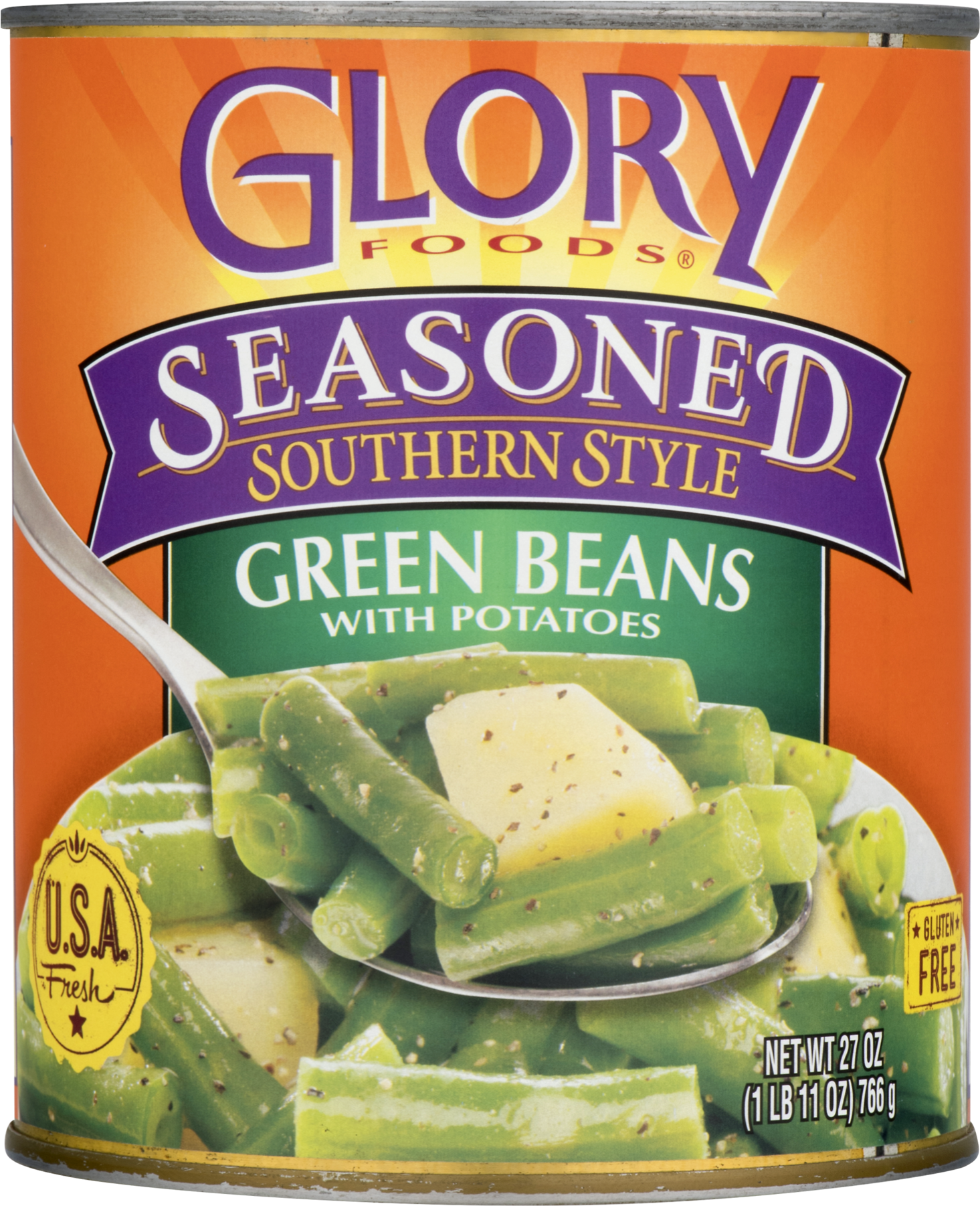 Glory Foods Seasoned Green Beanswith Potatoes Can PNG Image