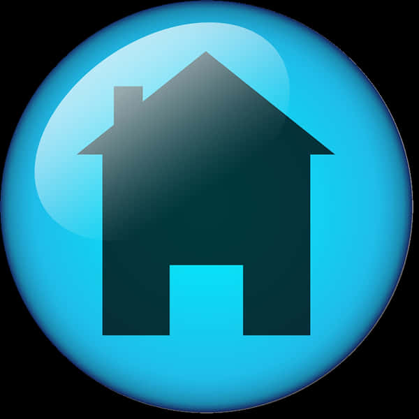 Glossy Blue Home Icon PNG Image