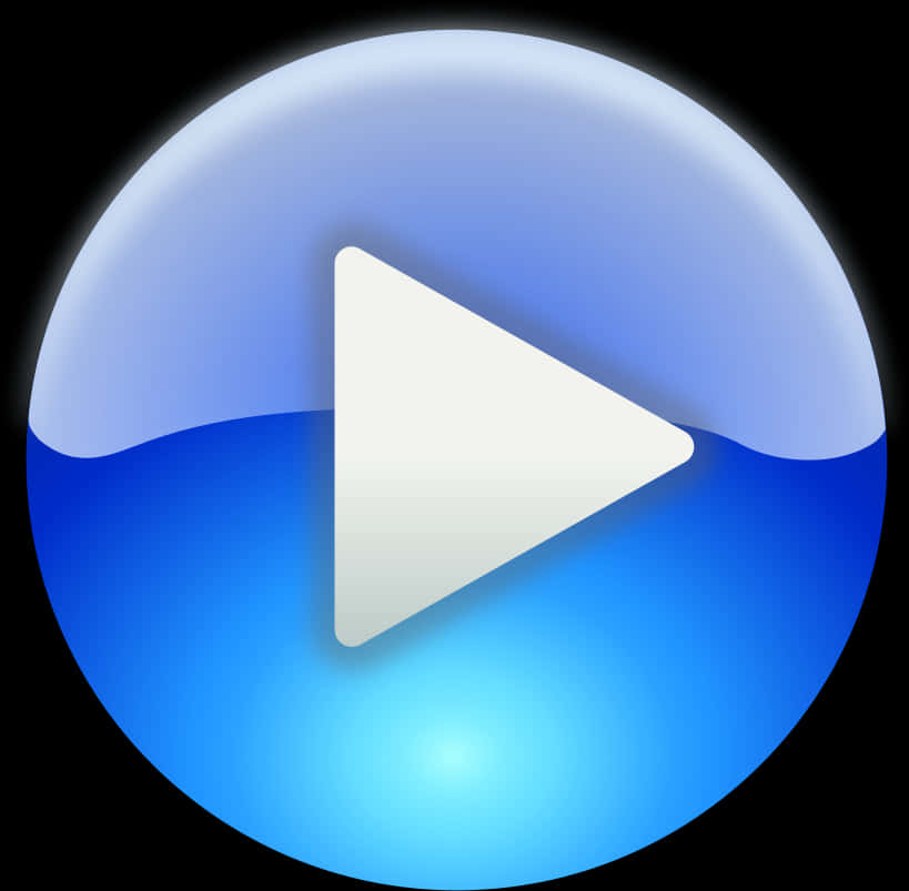 Glossy Blue Play Button PNG Image