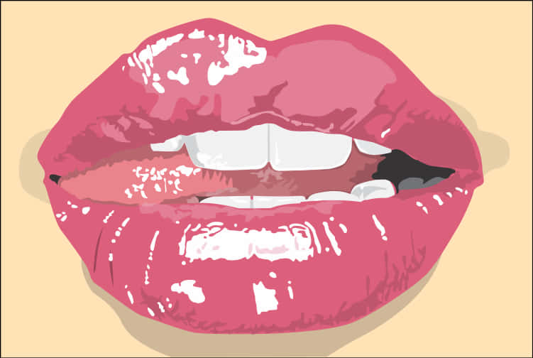 Glossy Pink Lips Illustration PNG Image