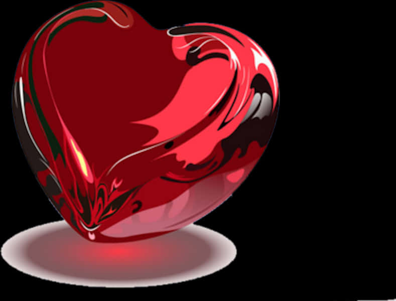 Glossy Red Heart Artwork PNG Image