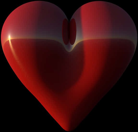 Glossy Red Heart Shaped Illustration PNG Image