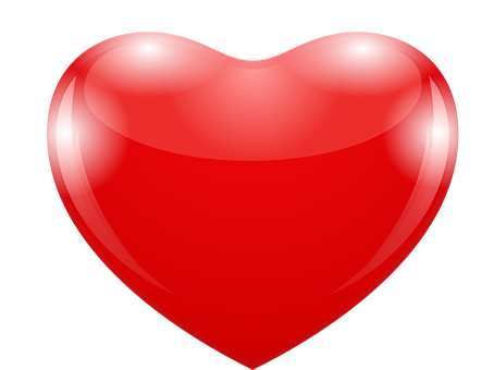 Glossy Red Heart Vector PNG Image