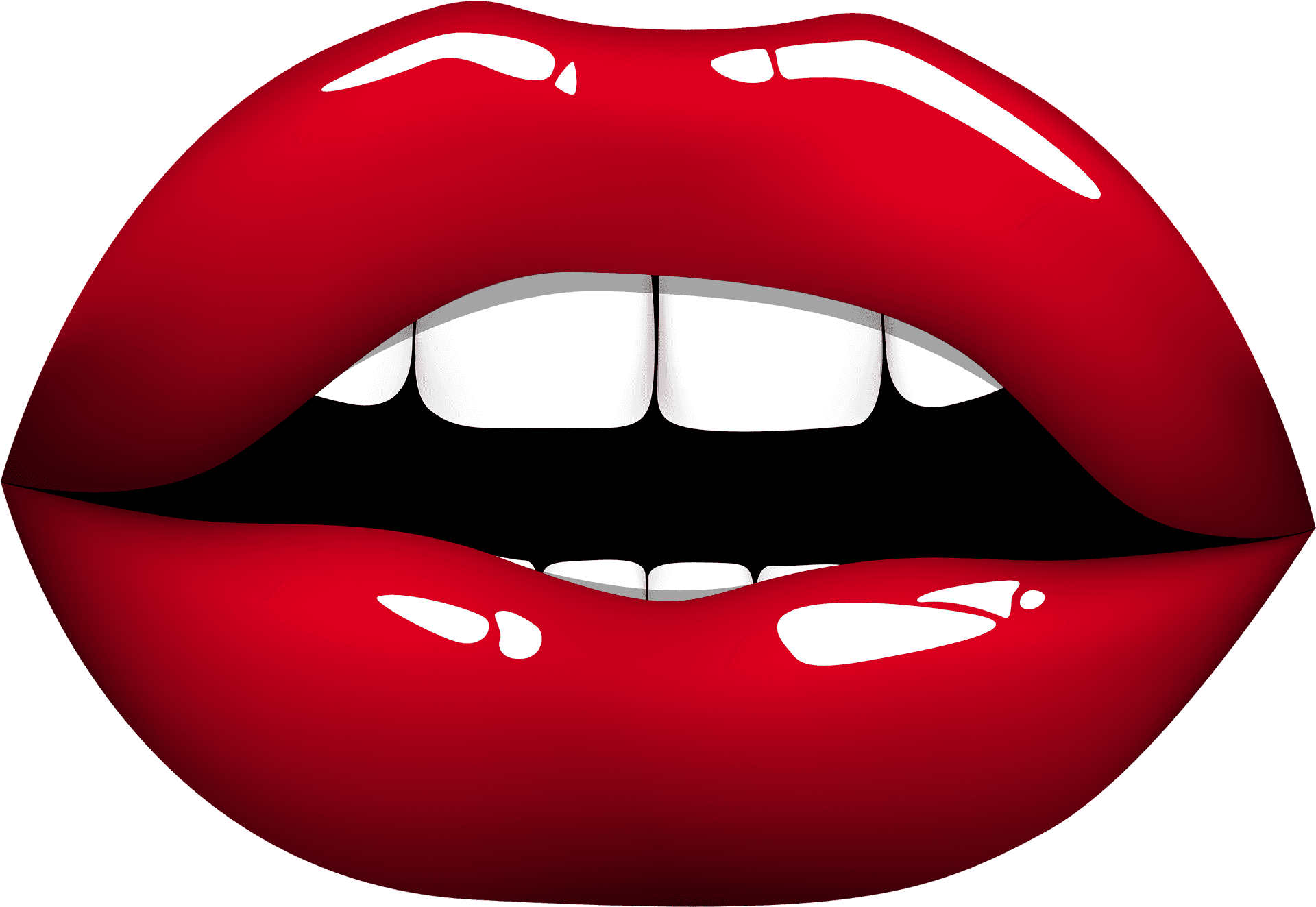 Glossy Red Lips Illustration PNG Image