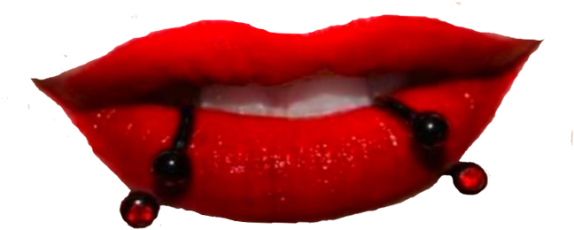 Glossy Red Lipswith Dew Drops PNG Image