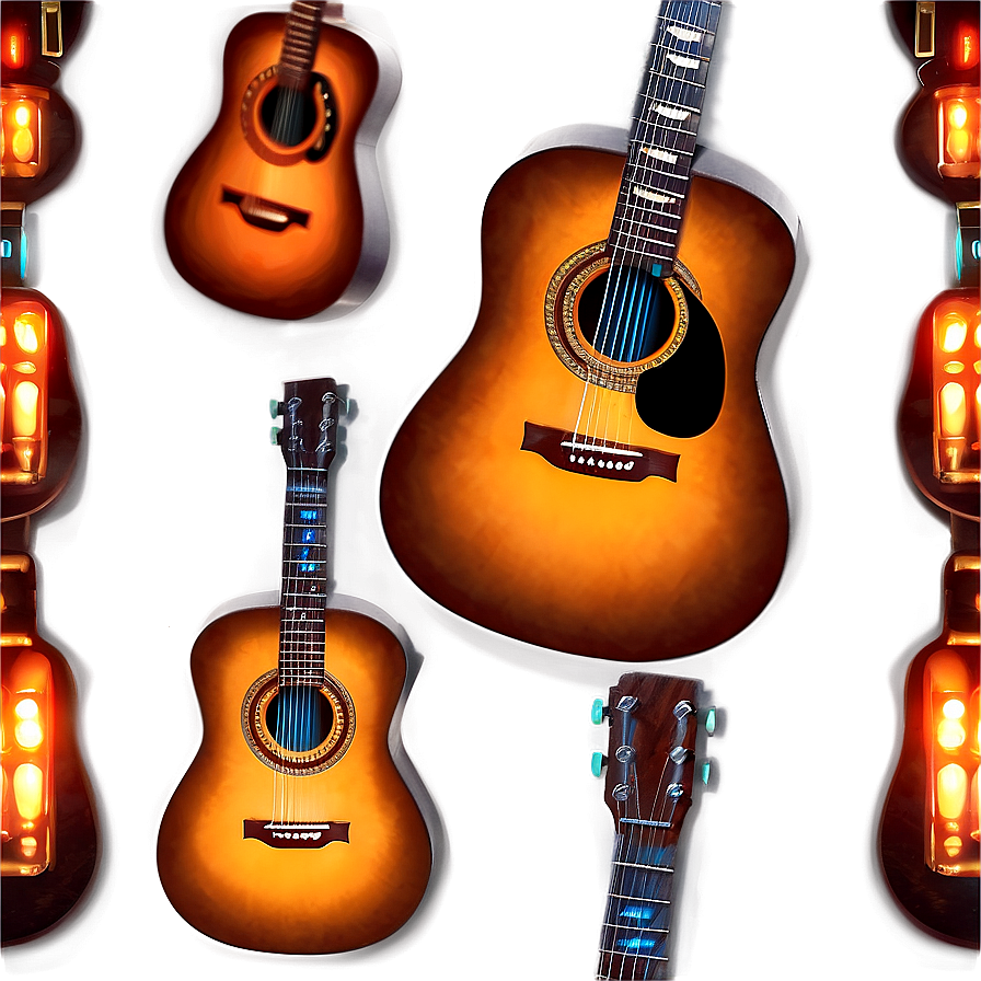 Glowing Acoustic Guitar Png Lyh PNG Image